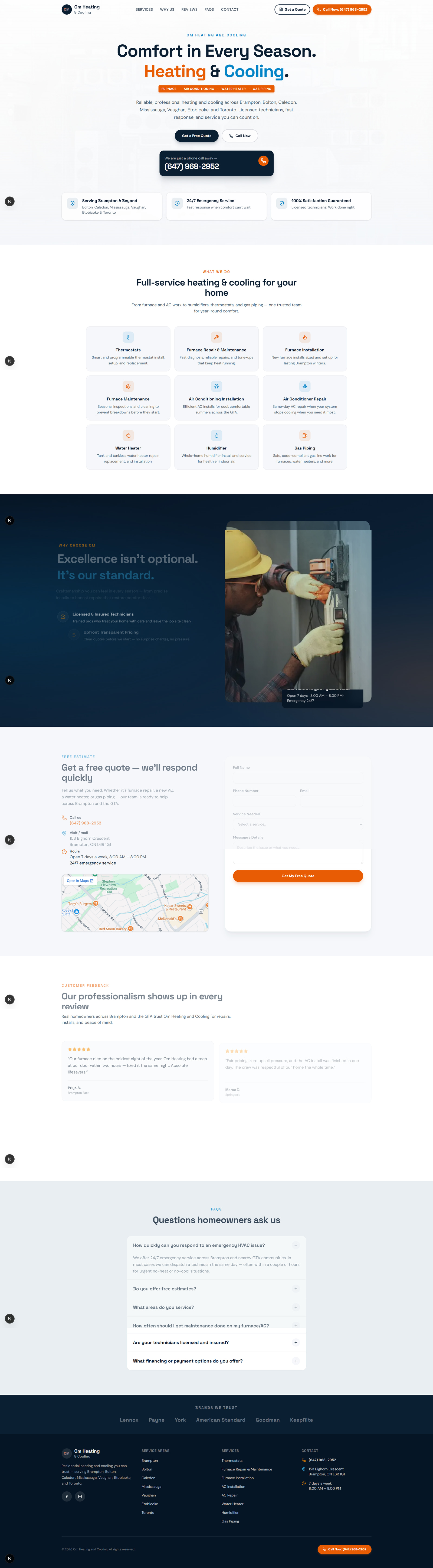 Full-page screenshot of the Mr. Heating & Cooling website